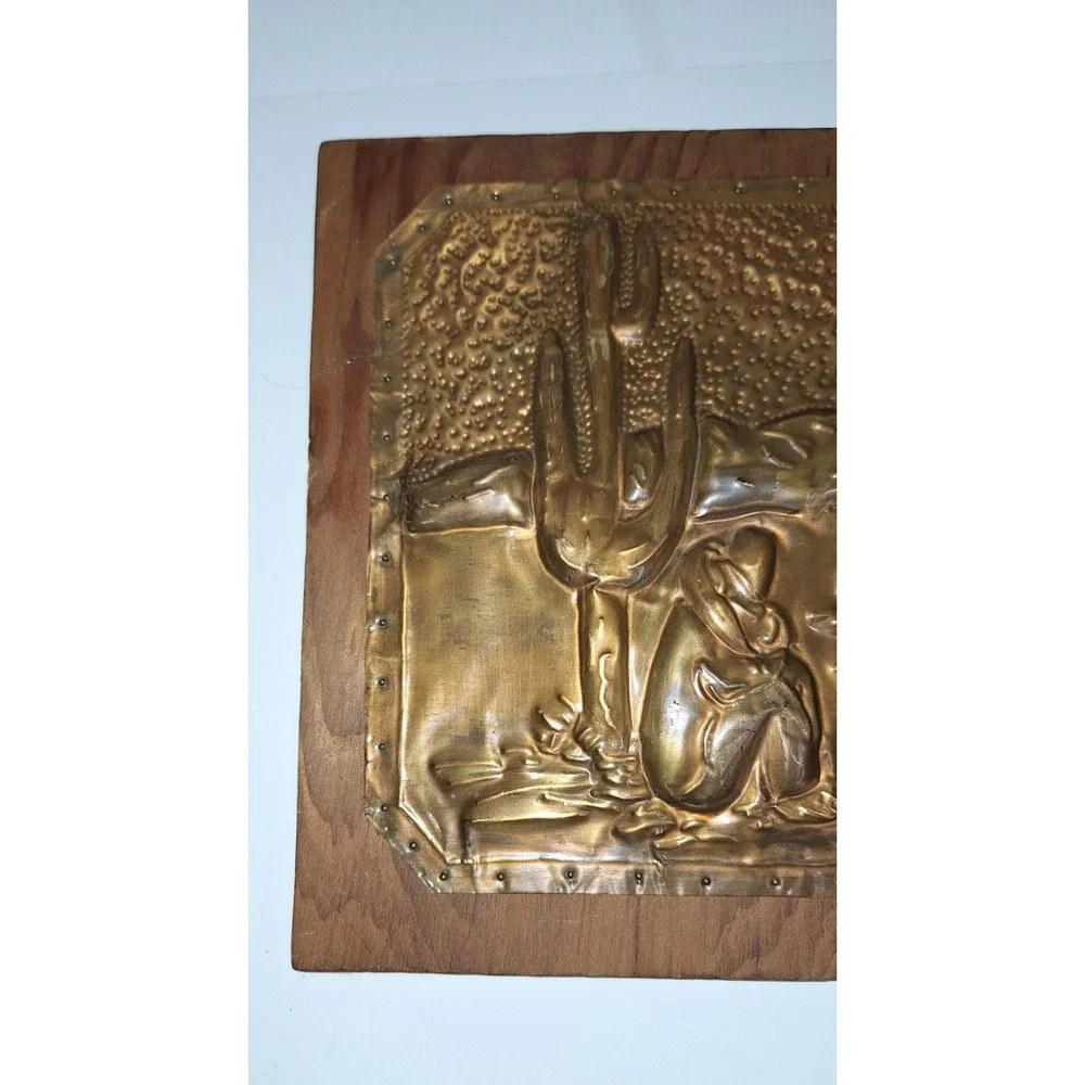 Hammered Etched Copper Southwest Cactus‎ Siesta Sombrao  Picture